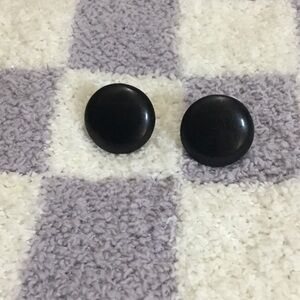 Vintage Trifari Black Button Clip On Earrings